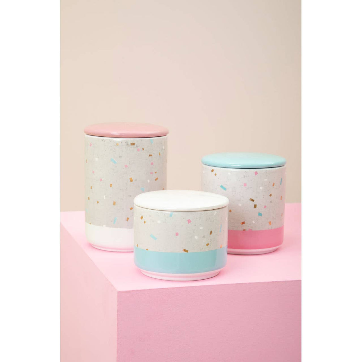 Lozica Small Fine Earthenware Grey Blue Storage Canister