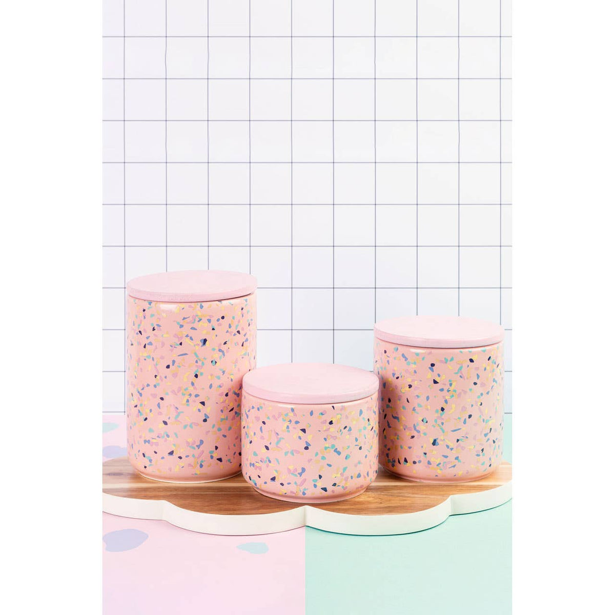 Yuki Large Pink Terrazzo Storage Canister