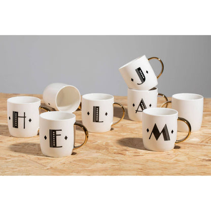 Diamond Deco White Monogram Mug, J