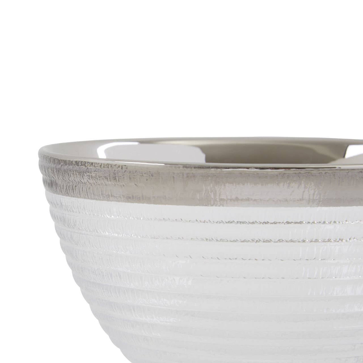 Ida Embossed Glass Bowl With Silver Rim