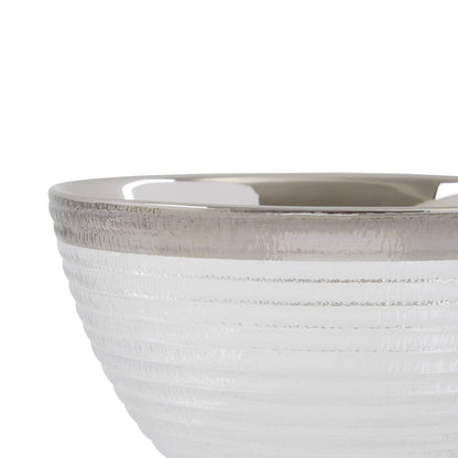 Ida Embossed Glass Bowl With Silver Rim