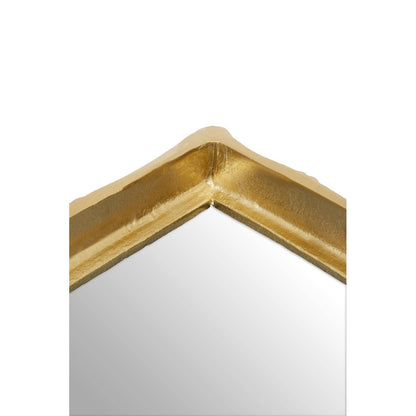 Hiba Gold Finish Bamboo Effect Mirrored Tray