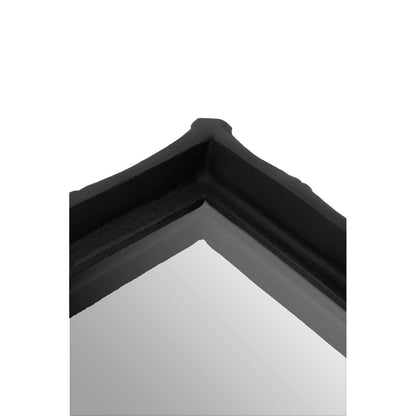 Hiba Black Finish Bamboo Effect Mirrored Tray