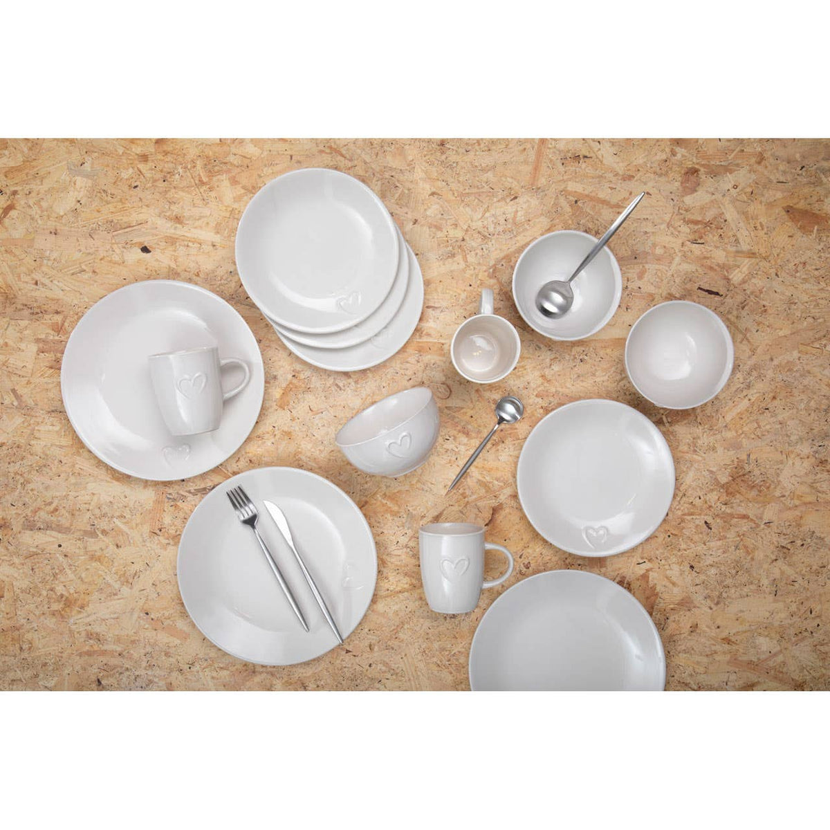Modern Retro 16 Piece Matte Silver Cutlery Set