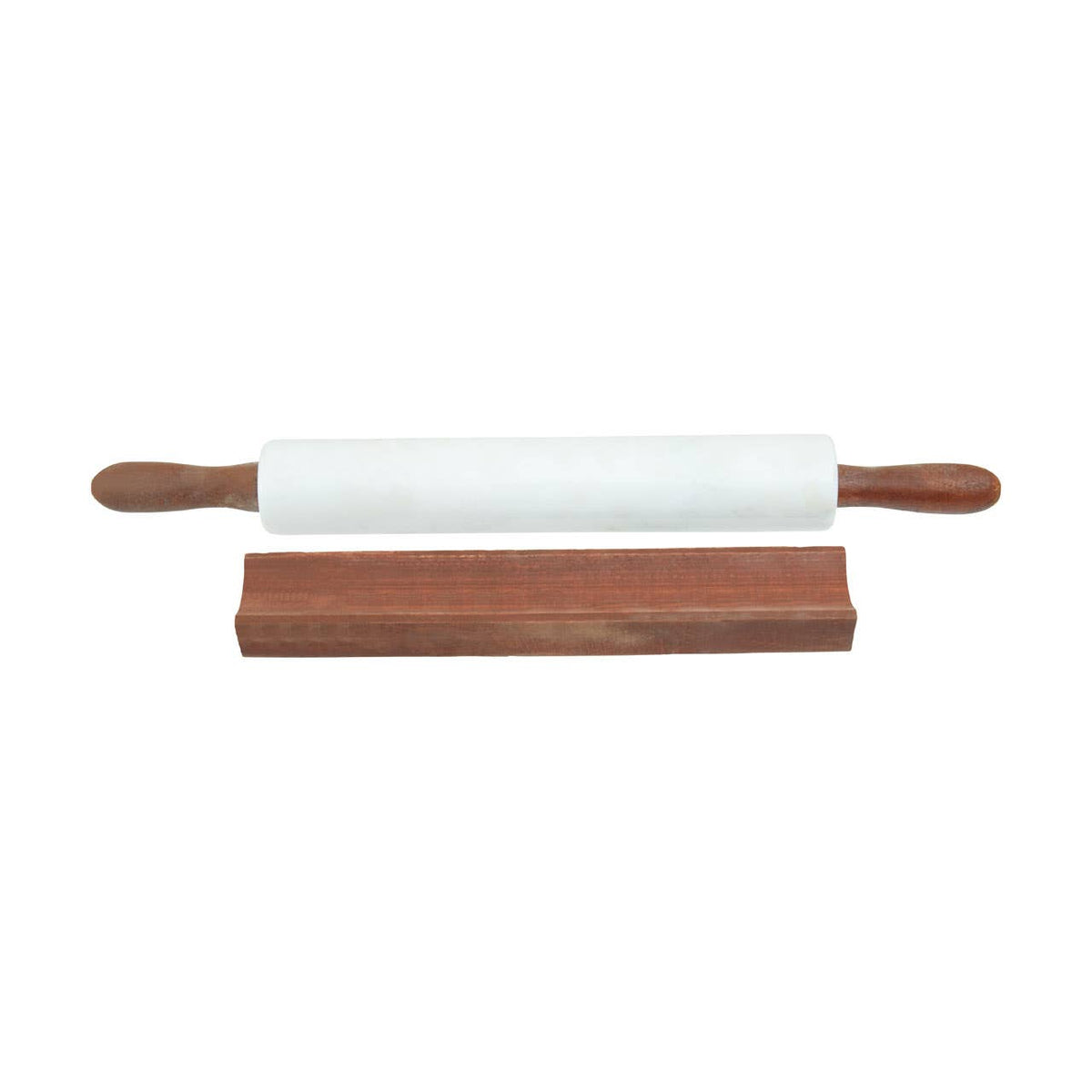 Kindia White Marble Rolling Pin with Wooden Stand