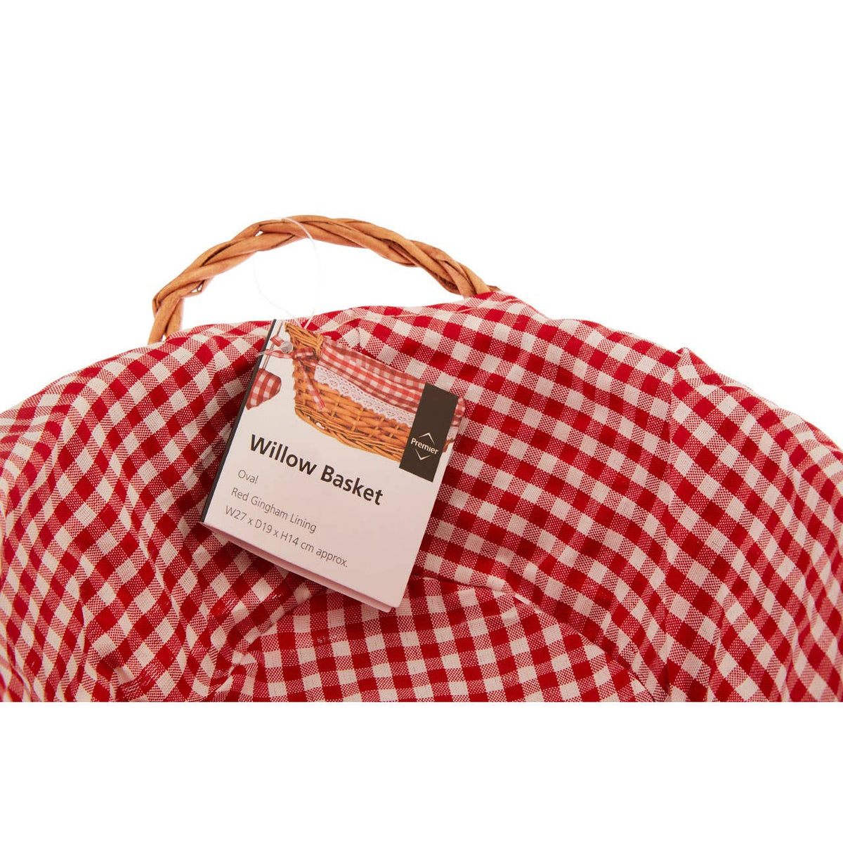 Orla Willow Bread Basket with Red Gingham Lining