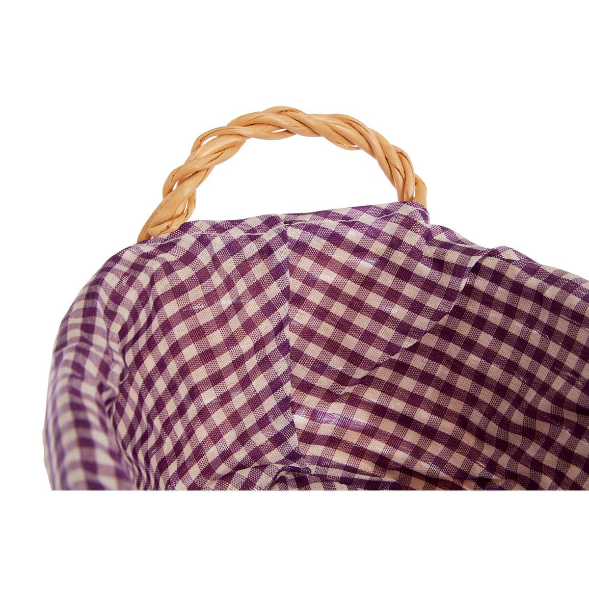 Orla Purple Gingham Lining Oblong Willow Bread Basket