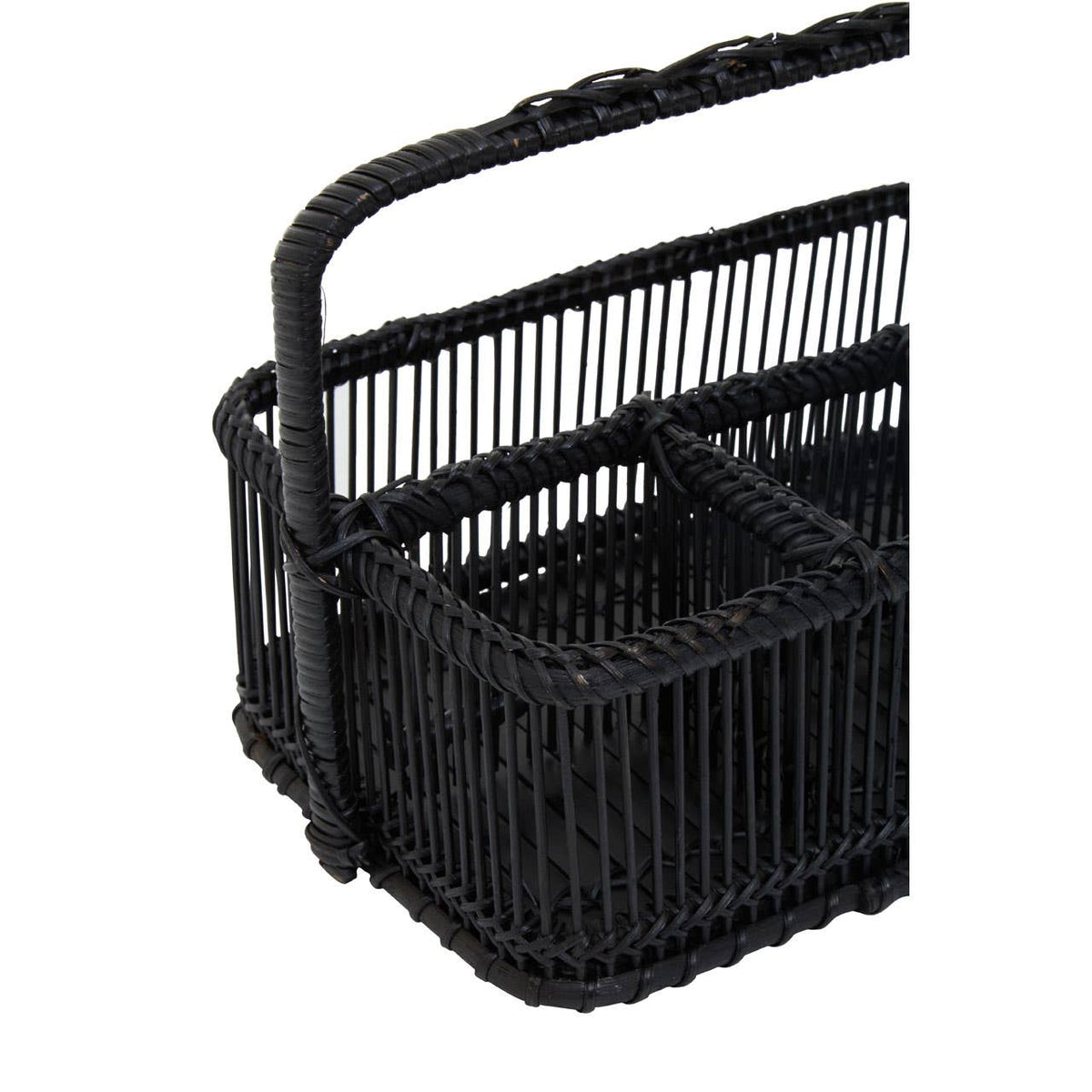 Ezell Black Rattan And Bamboo Caddy