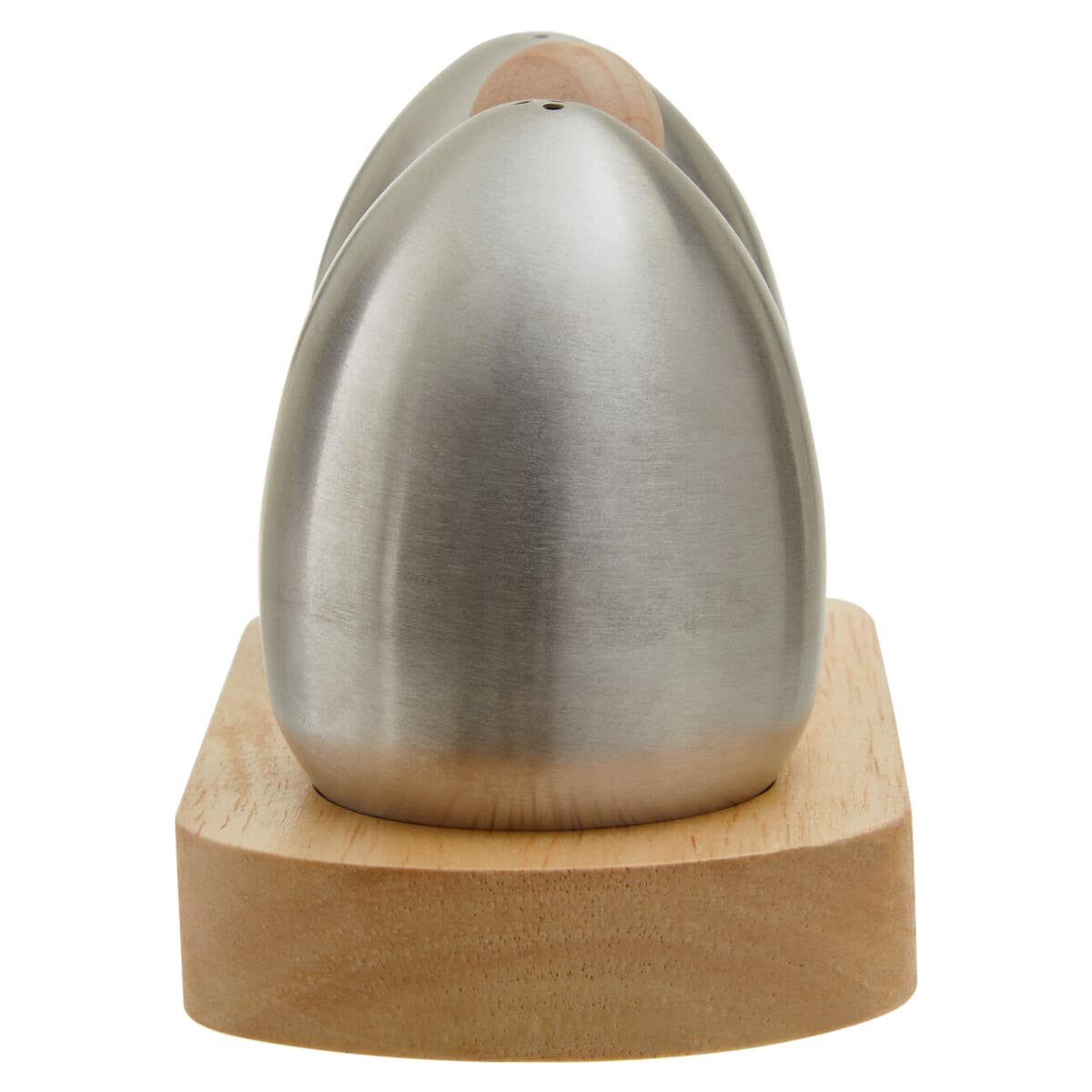 Natural Origins Stainless Steel And Rubberwood Salt Pepper Shakers