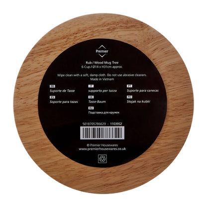Soka Rubberwood 6 Cup Mug Tree