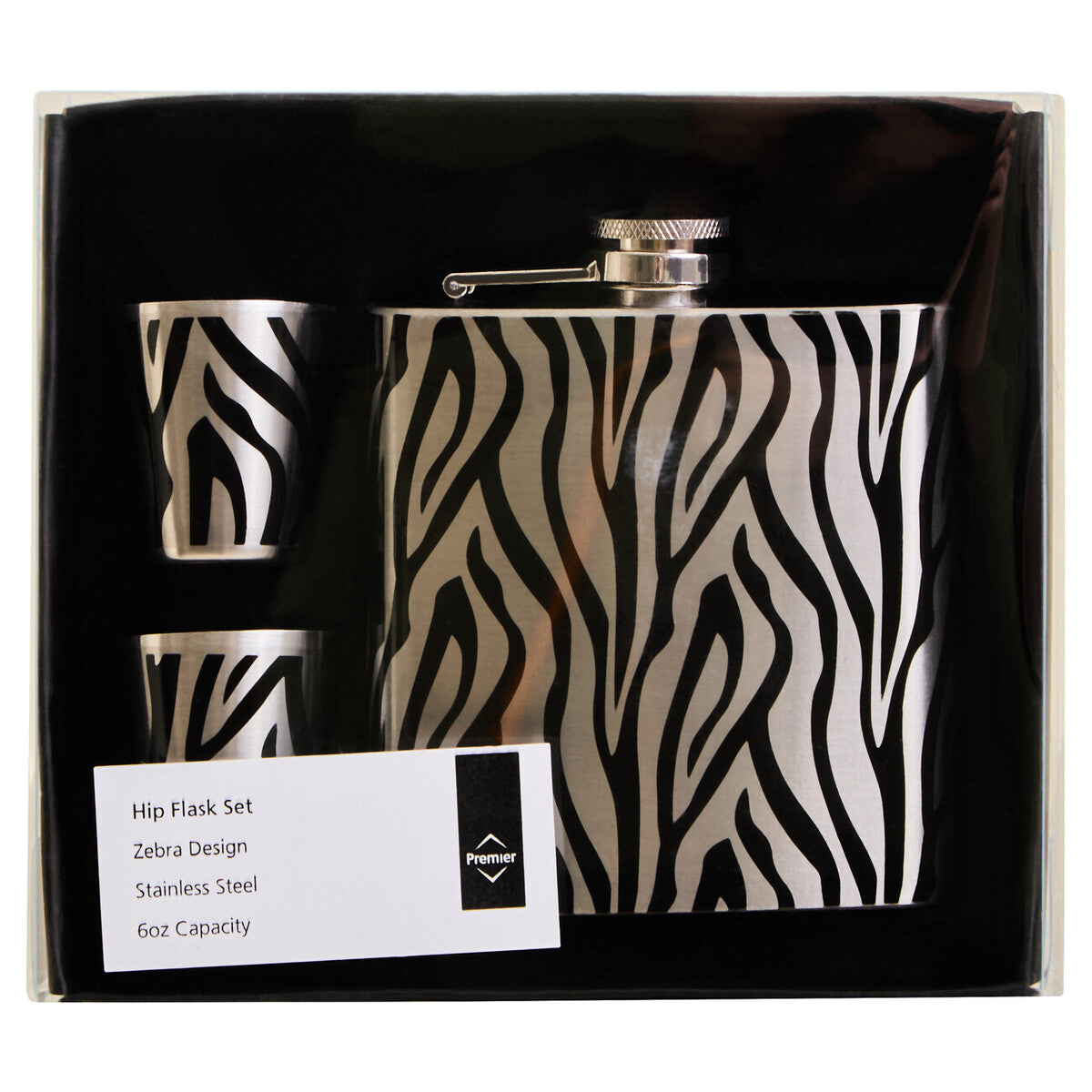 Auden Zebra  Hip Flask and Shot Glasses Set