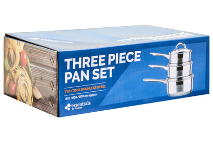Crosse Set of 3 Stainless Steel Saucepan with Lids