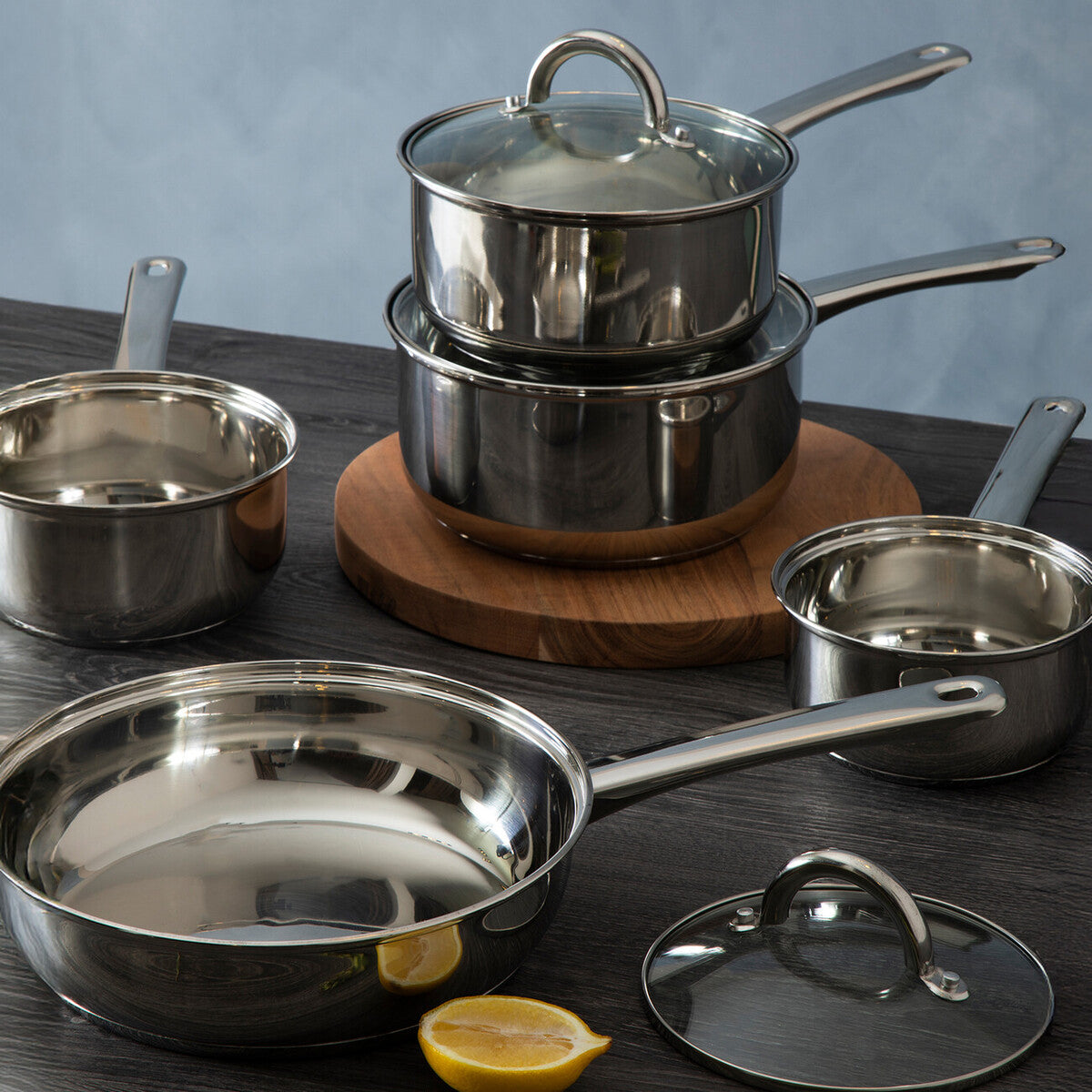Crosse 5 Piece Stainless Steel Pan Set