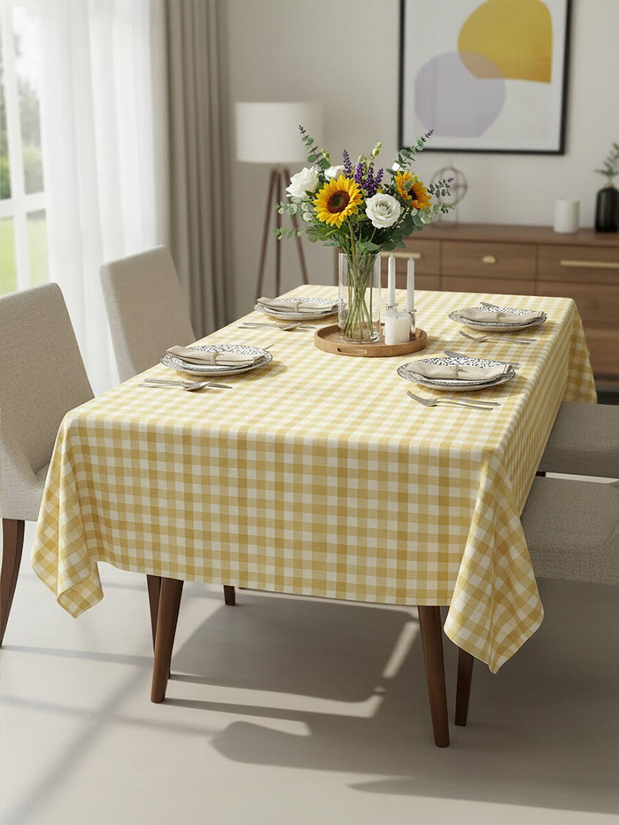 Thread and Loom Yellow Check Tablecloth