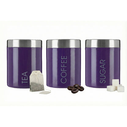 Liberty Purple Enamel Tea Coffee and Sugar Canister Set