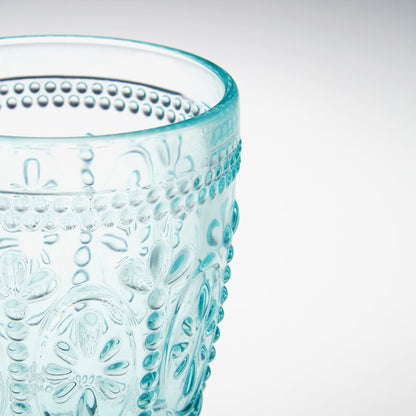 Fleur Set Of Four Pink and Blue Glass Tumblers
