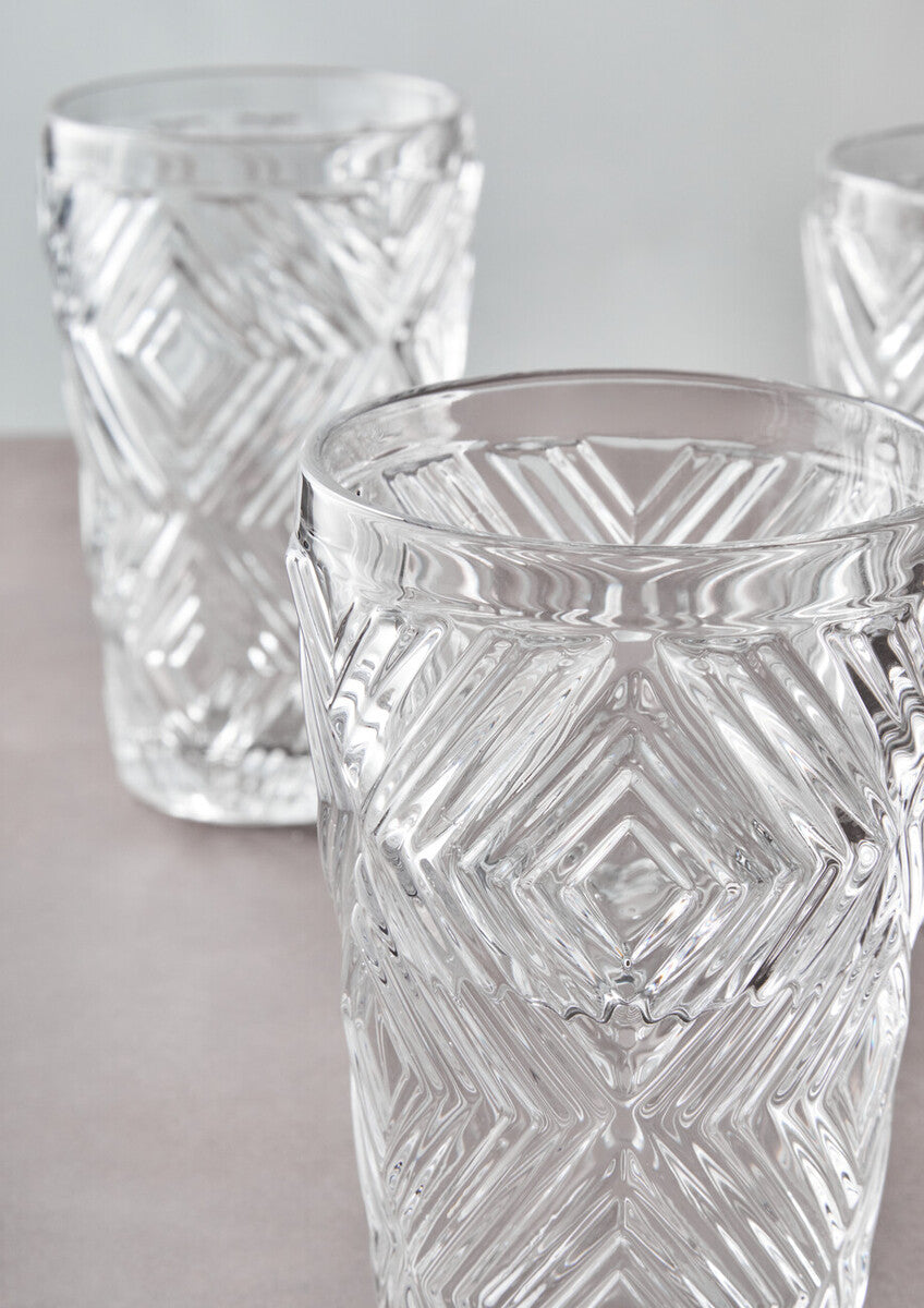 Fleur Set Of Four Clear Highball Glasses