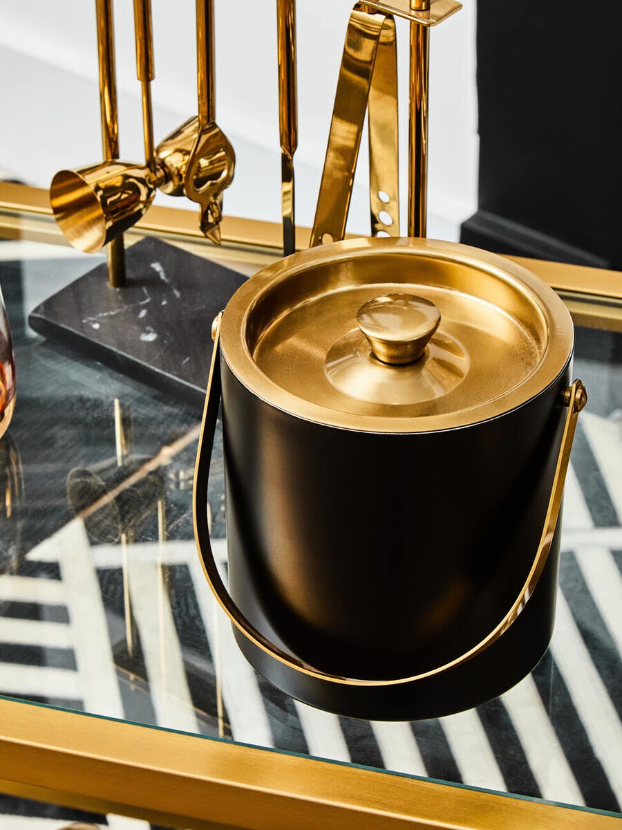 Mixology Black And Gold Finish Ice Bucket