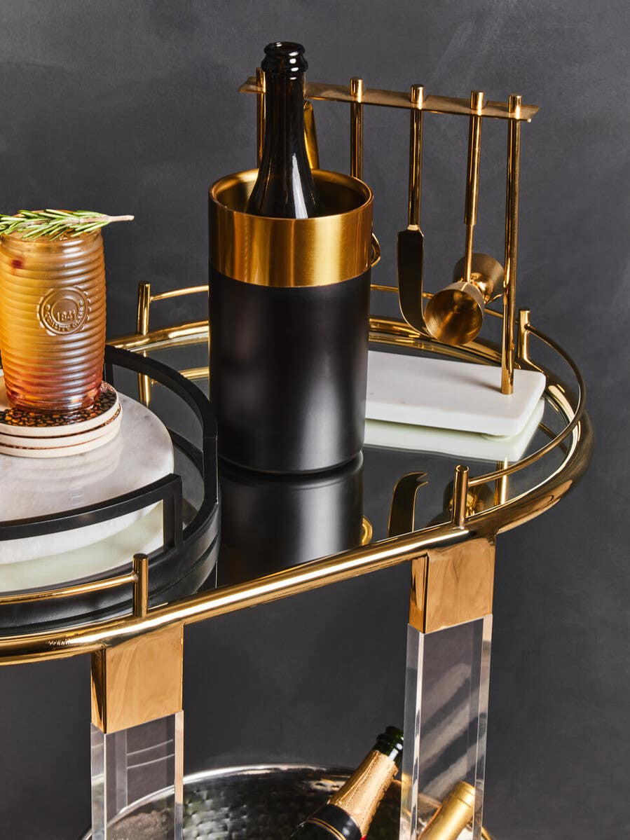 Mixology Gold Finish and Black Wine Cooler