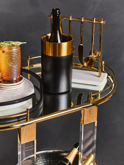 Mixology Gold Finish and Black Wine Cooler
