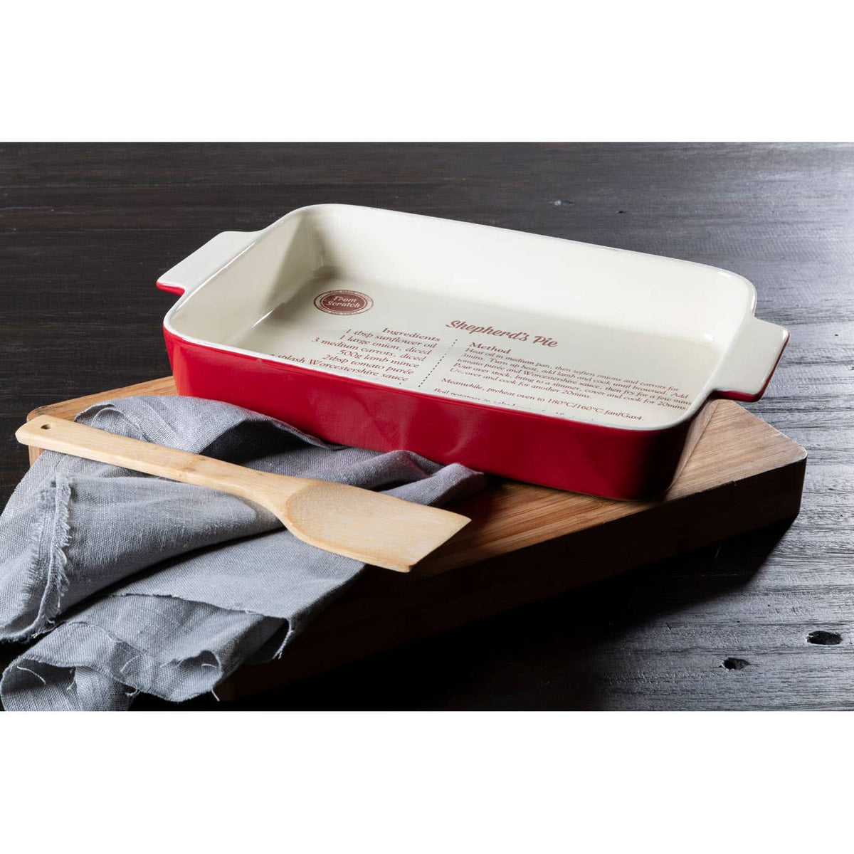 From Scratch Red Stoneware Rectangular Baking Dish