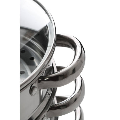 Crosse 3 Tier Stainless Steel Steamer with Glass Lid