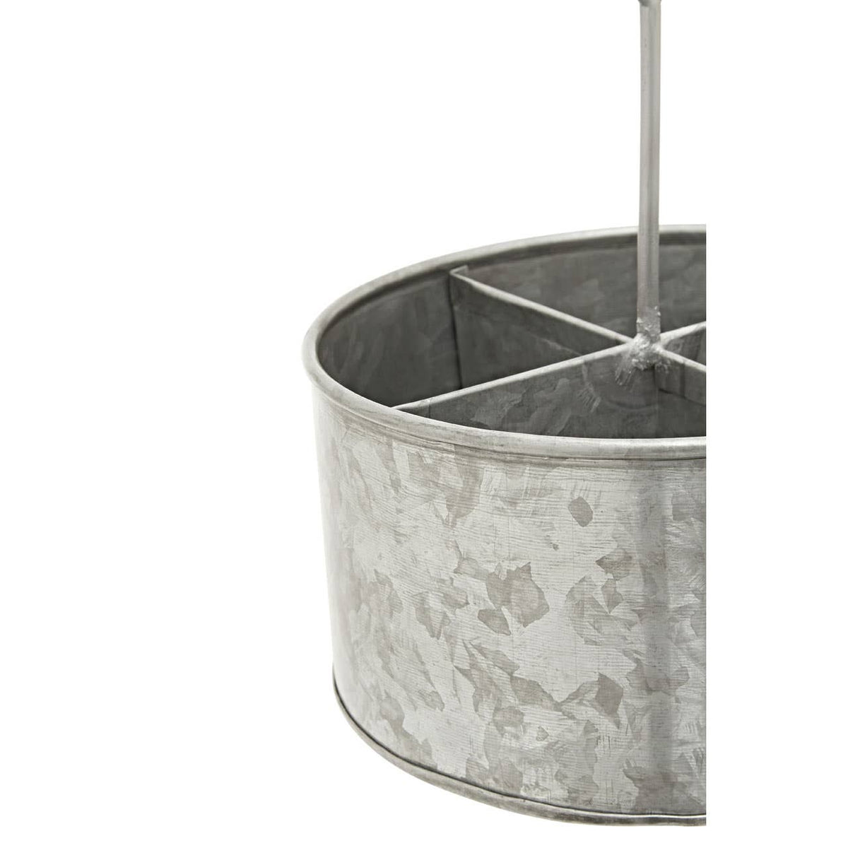 Drummond Galvanised Steel 4 Compartment Round Cutlery Caddy