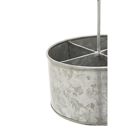 Drummond Galvanised Steel 4 Compartment Round Cutlery Caddy