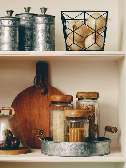 Drummond Set Of Three Galvanised Steel Canisters