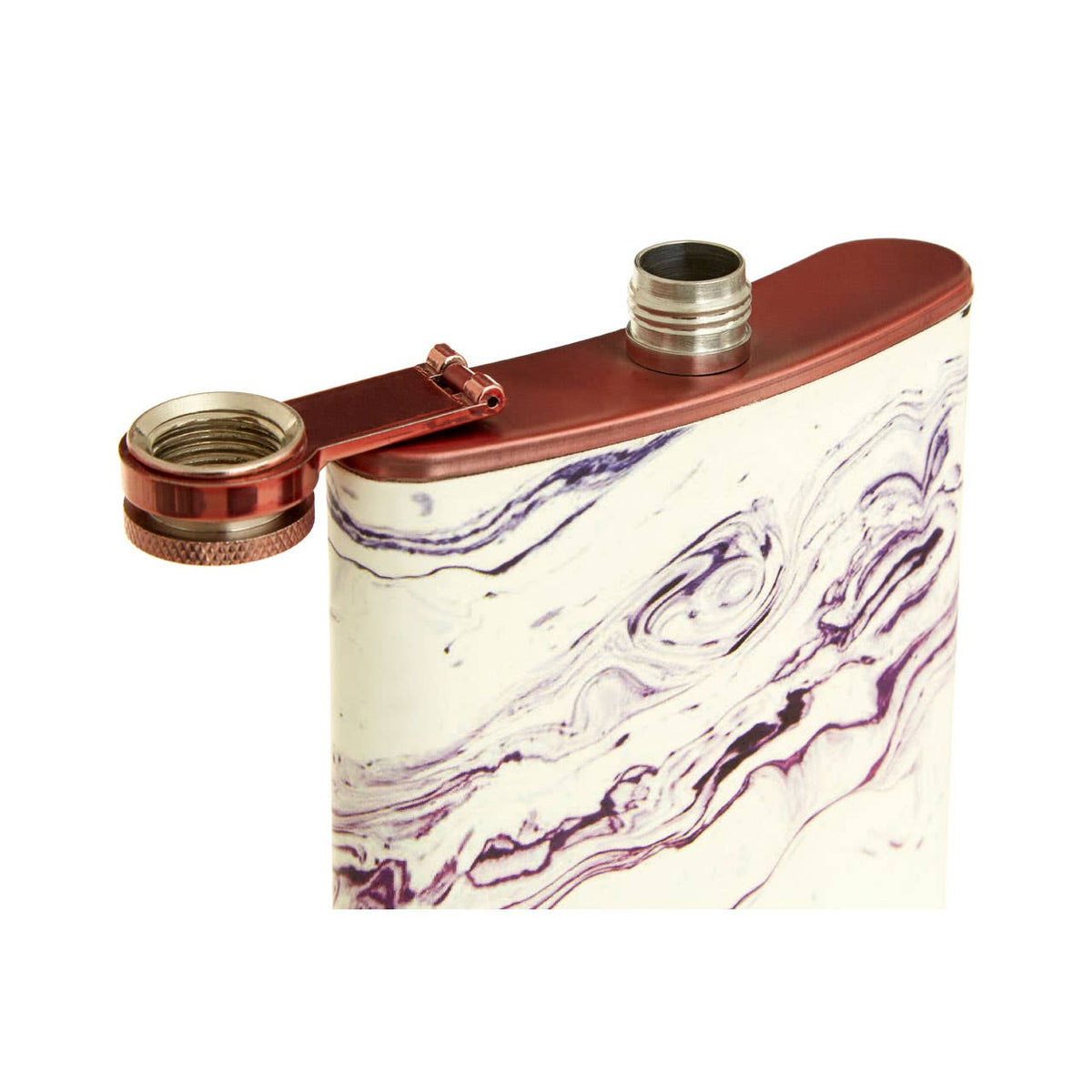 Auden Marble Effect Rose Gold Hip Flask