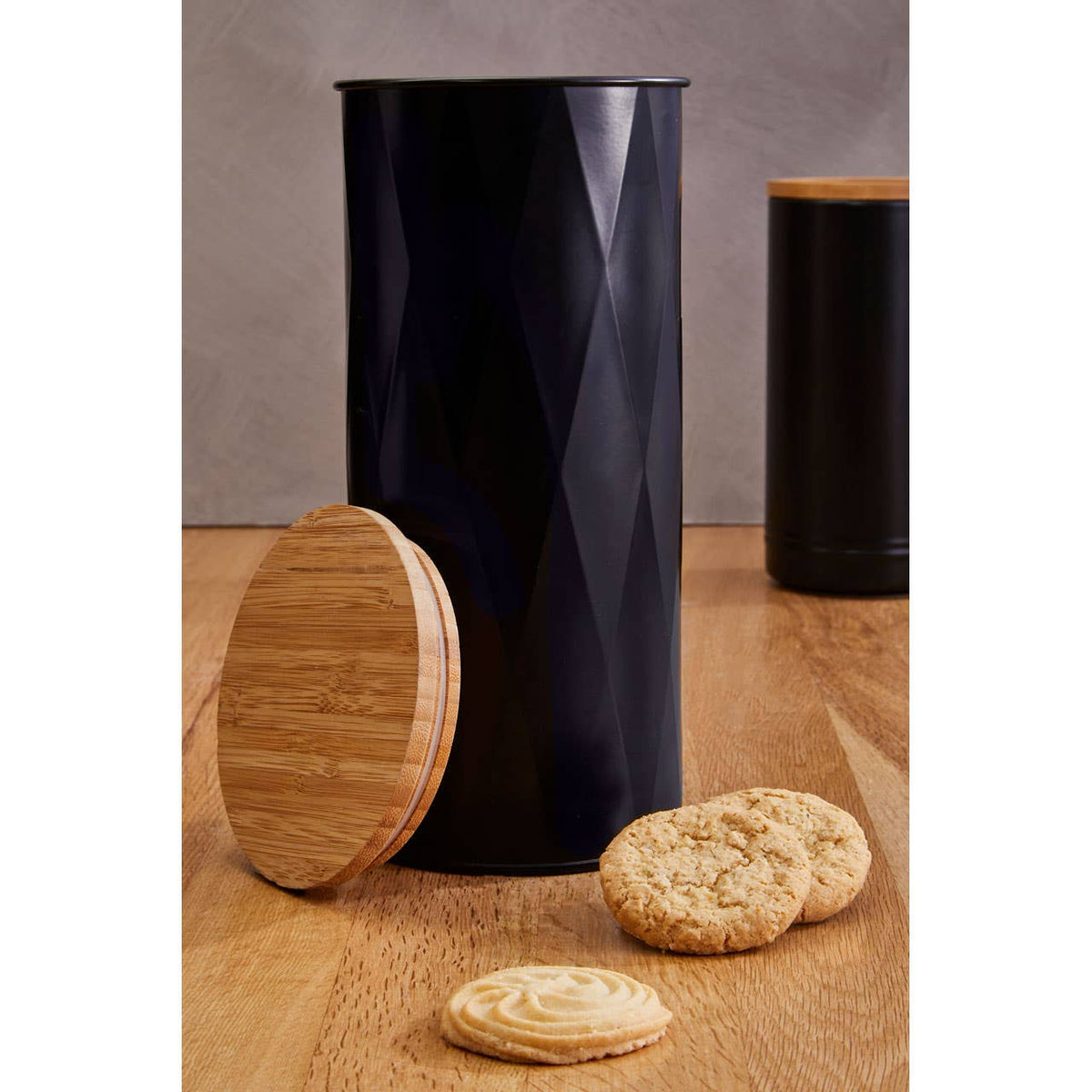 Rhombus Black Large Storage Canister