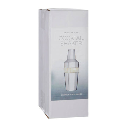 Silver Cocktail Shaker With Mother Of Pearl Inlay
