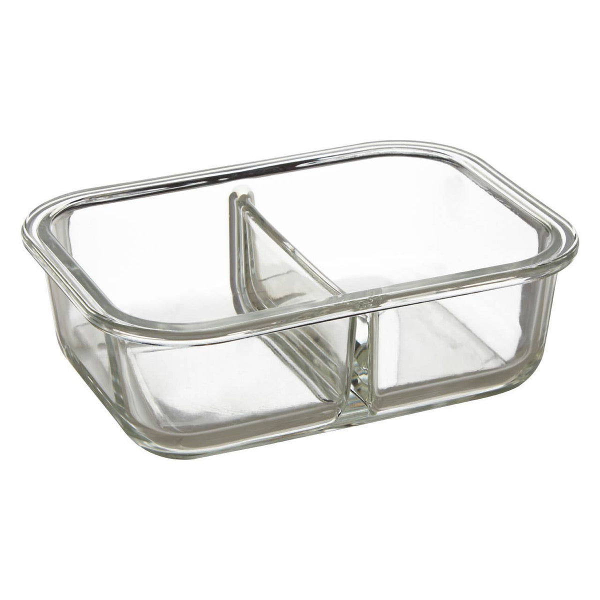 Freska 2 Section Rectangular Glass Container With Lid 640 ml