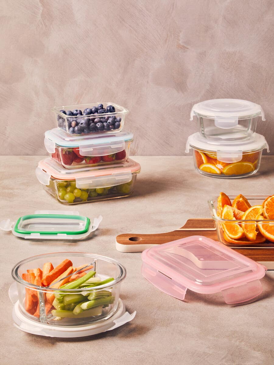 Freska 2 Section Round Glass Container With Lid 950 ml