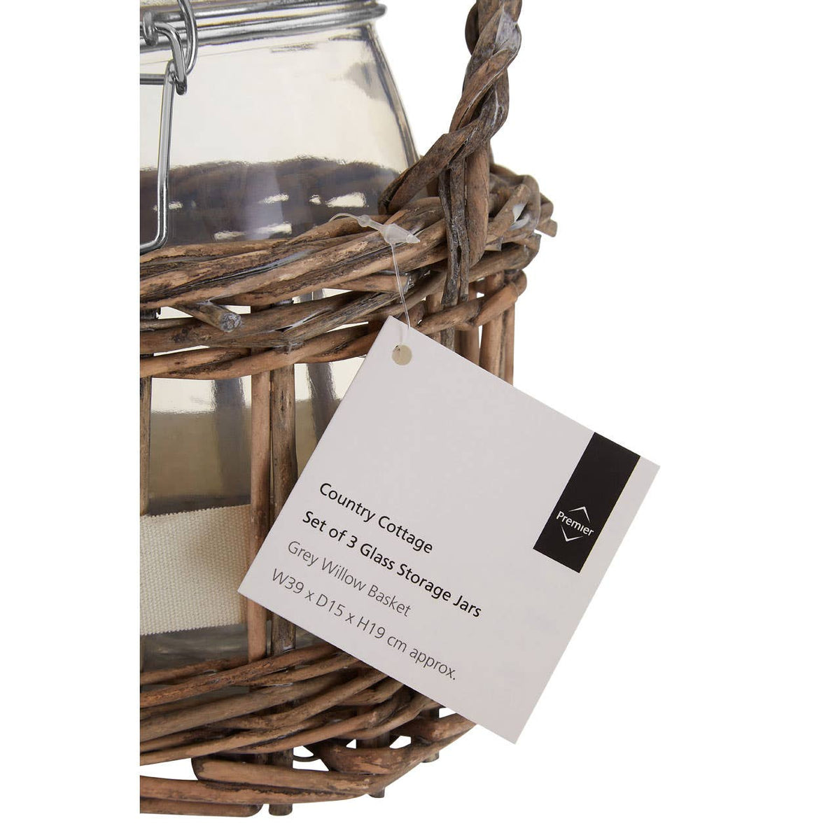 Country Cottage Set of 3 Glass Jars in a Basket