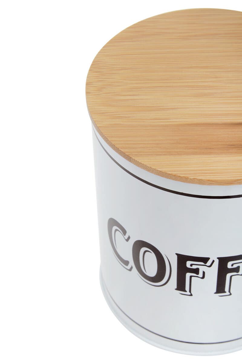 Grocer White Metal Coffee Canister
