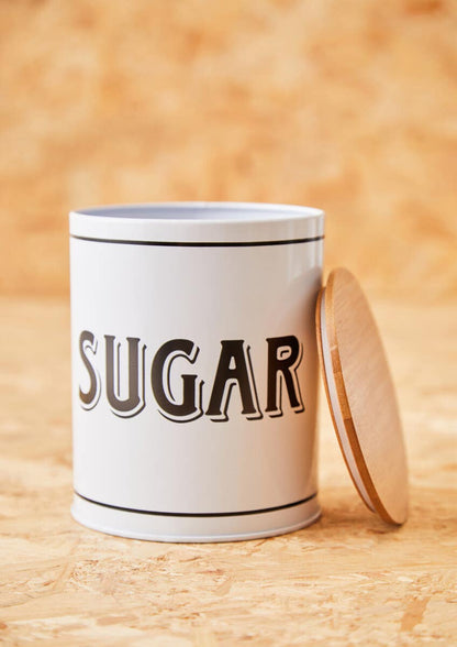 Grocer White Metal Sugar Canister