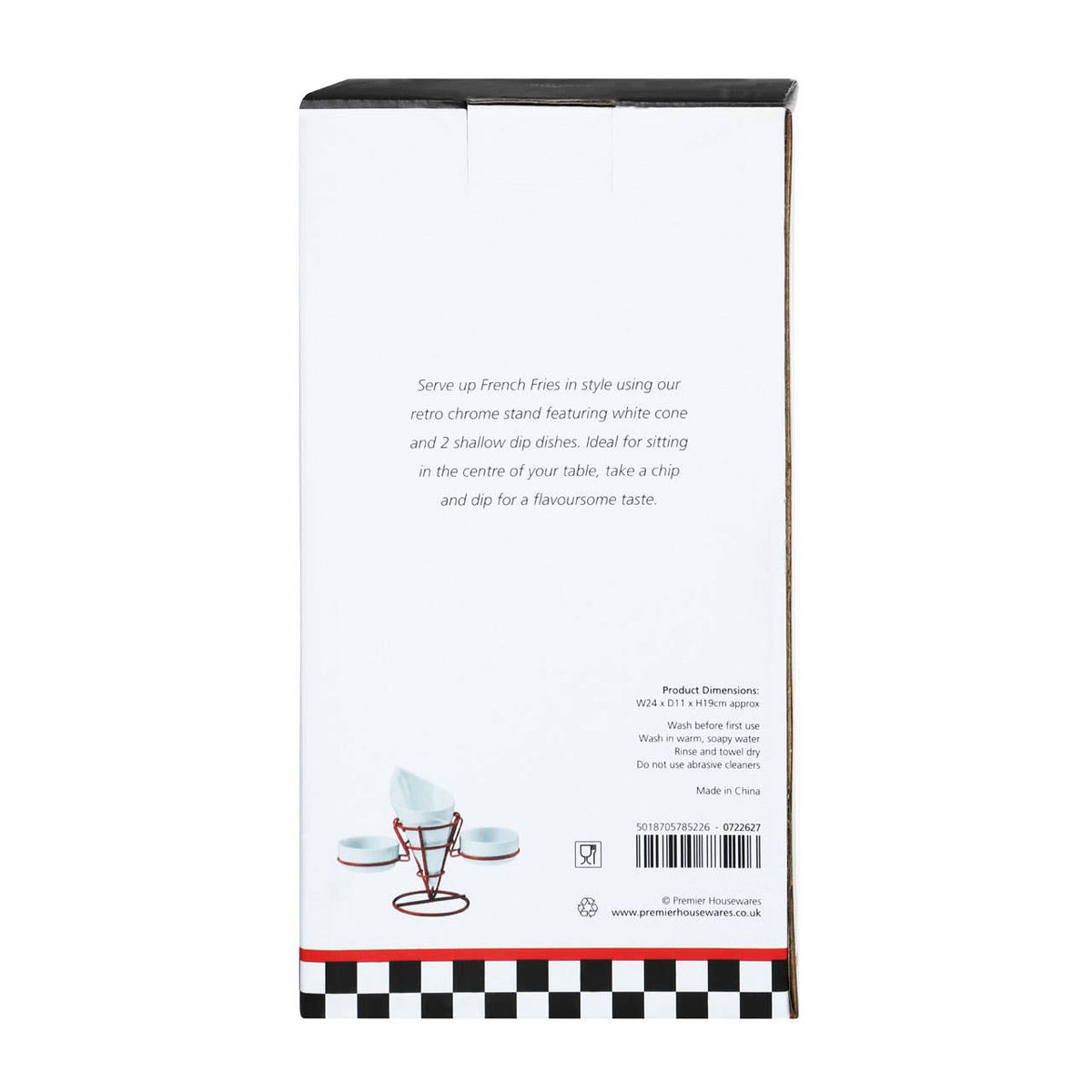 Hollywood French Fry Cone With 2 Dip Dishes On Red Stand