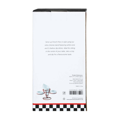 Hollywood French Fry Cone With 2 Dip Dishes On Red Stand