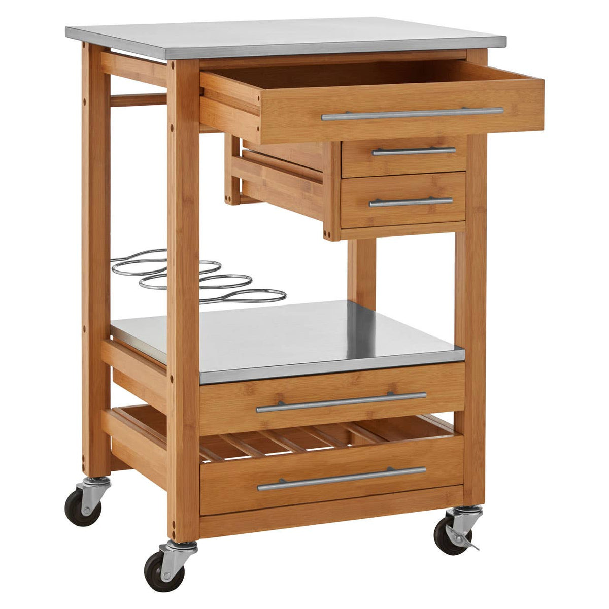 Harlow Bamboo Four Drawer Kitchen Trolley