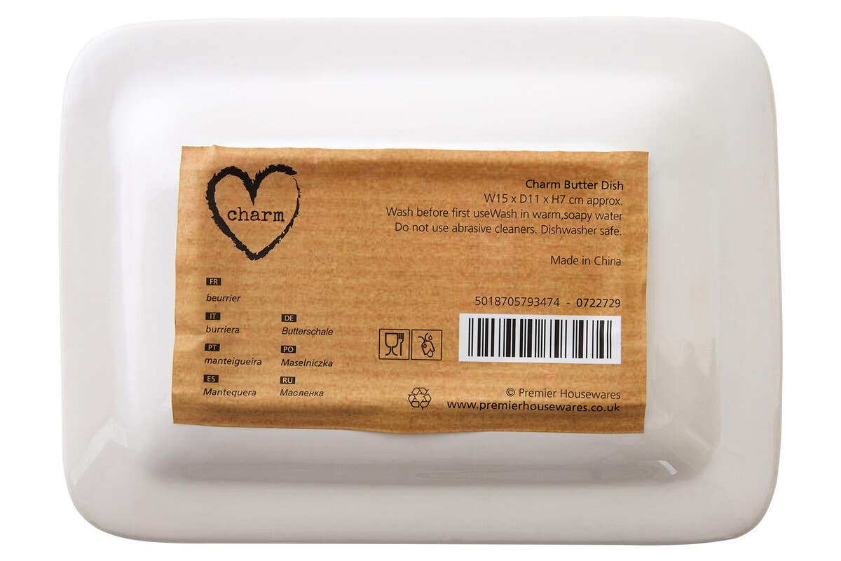 Charm White Ceramic Butter Dish