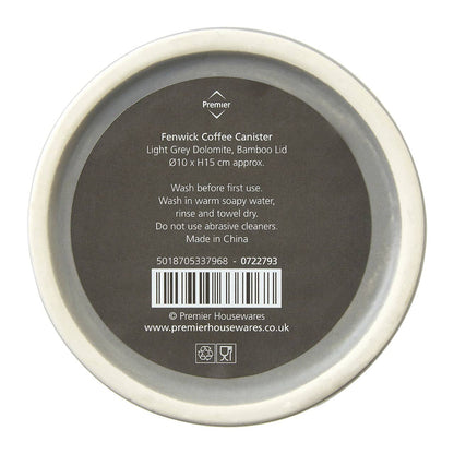 Fenwick Light Grey Coffee Canister With Bamboo Lid