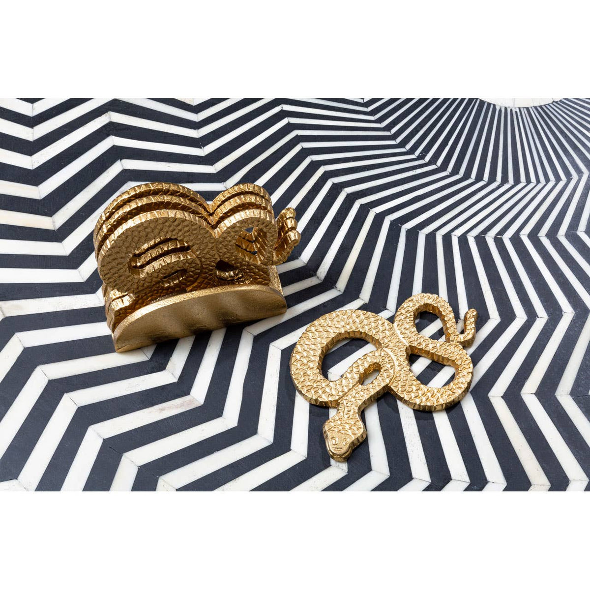 Serpent Gold Set of 4 Coasters with Holder