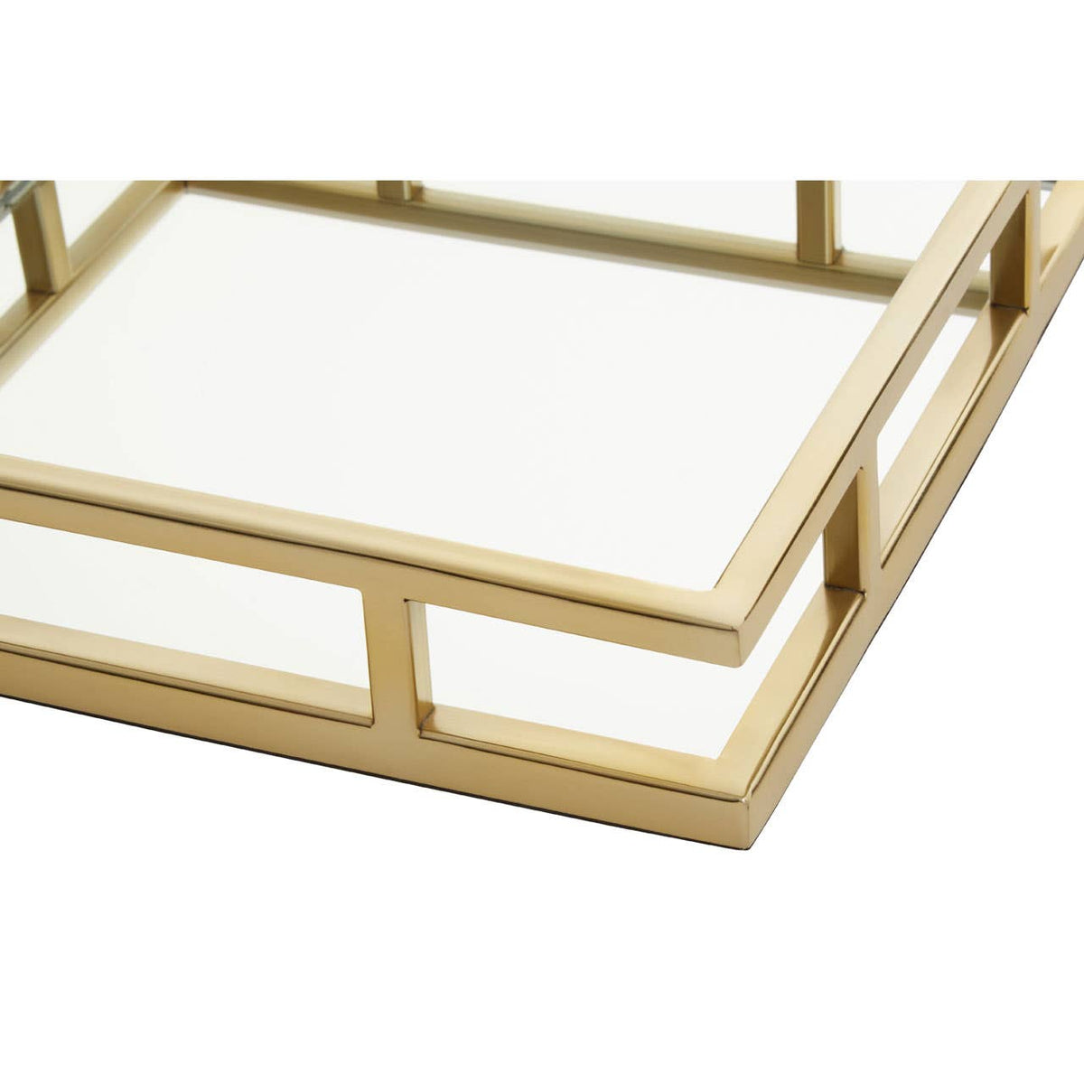 Cruzar Gold Finish and Mirrored Square Tray