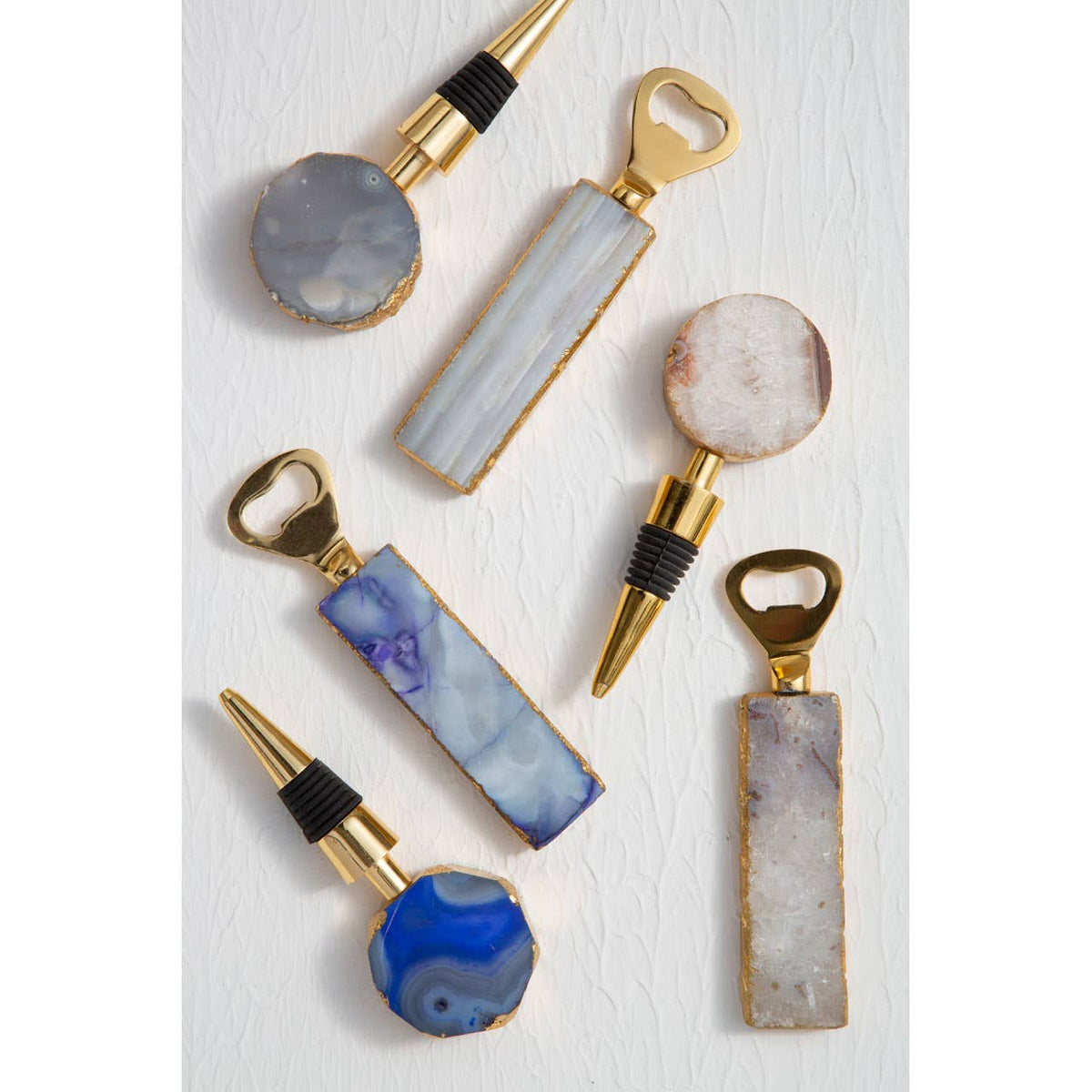 Bowerbird Agata Grey Bottle Opener And Stopper Set