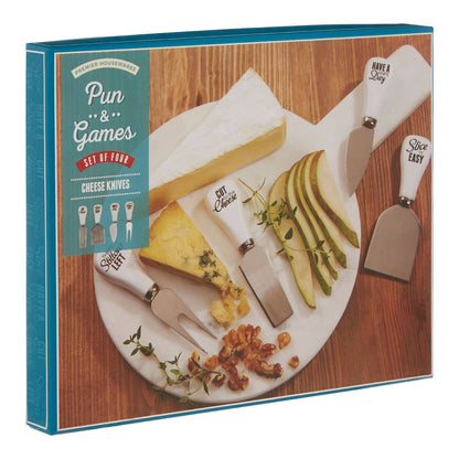 Pun and Games Set of 4 Cheese Knives