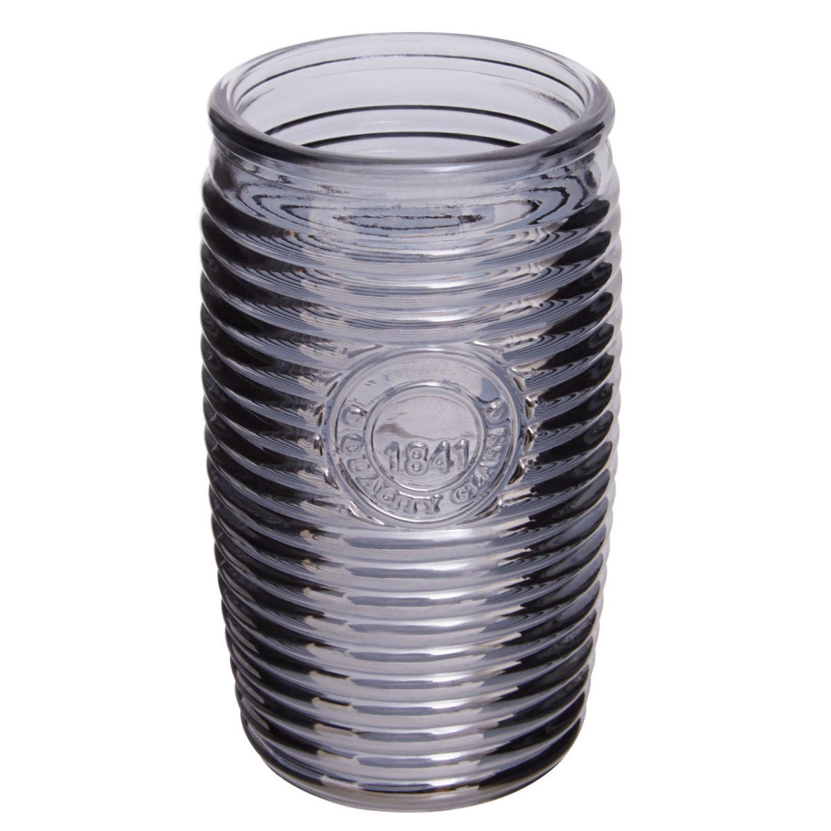 Dayla Set Of Four Grey Ribbed Glass Tumblers
