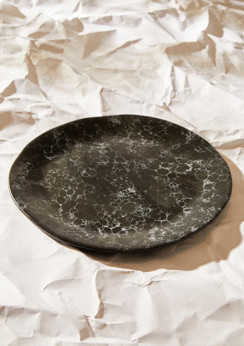 Hygge Black Marble Effect Dinner Plate