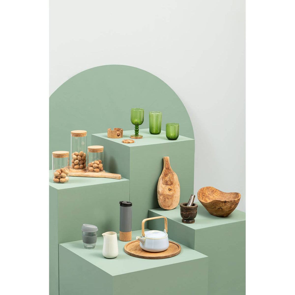 Fleur Set Of Four Green Wine Glasses