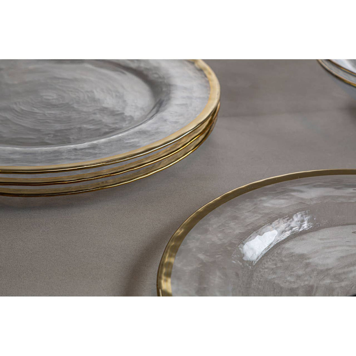 Ida Glass Charger Plate With Gold Rim